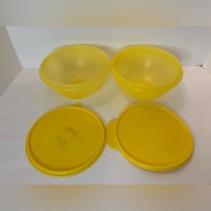 2 Pc Tupperware set Yellow Bowls And Lids 6 Cups 2520A-1.